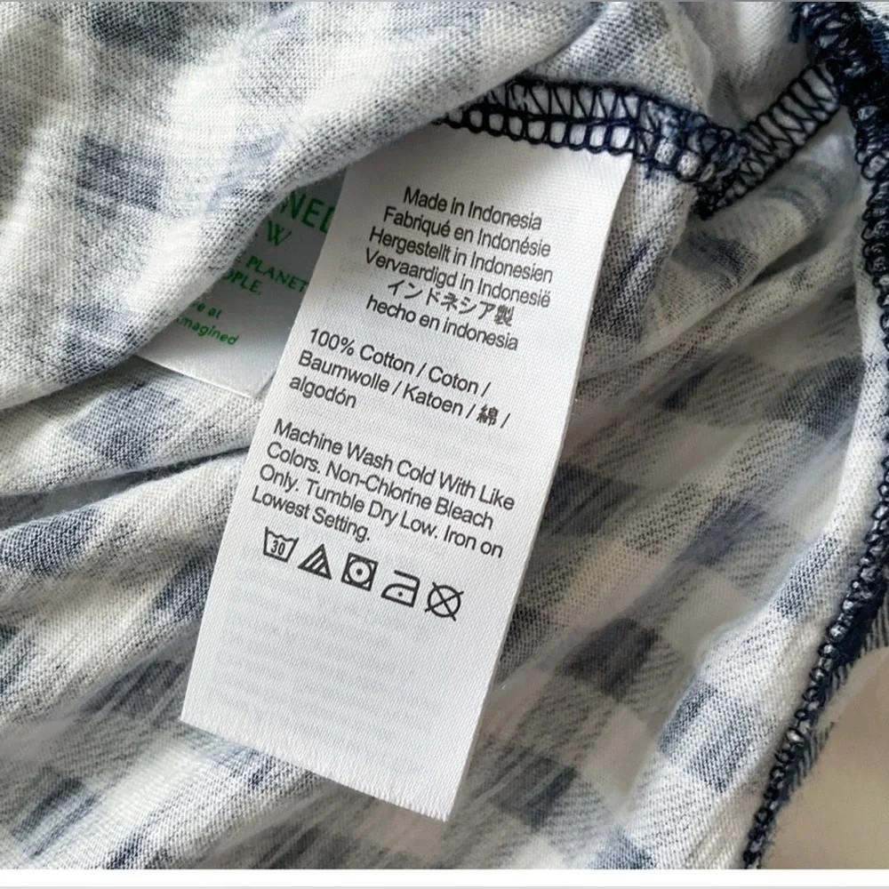 J. Crew Navy White Gingham Short Sleeve T-shirt M